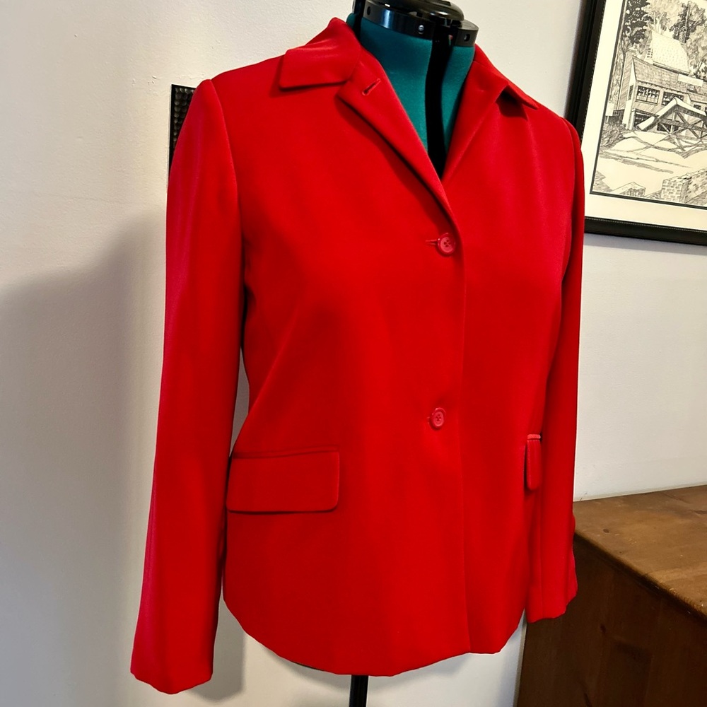 Villager by Liz Claiborne Red Blazer Jacket W Size 10 Classic Career Jacket
